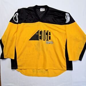 Vintage Hystyk Sport Hockey Jersey The Edge Yellow Black Made USA XL Jersey 90s